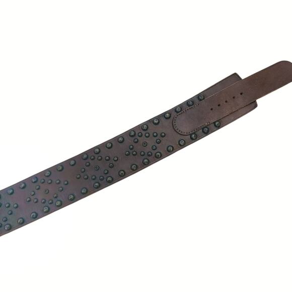 RALPH LAUREN vtg studded wide brown western boho leather statement belt Size M - Picture 5 of 10